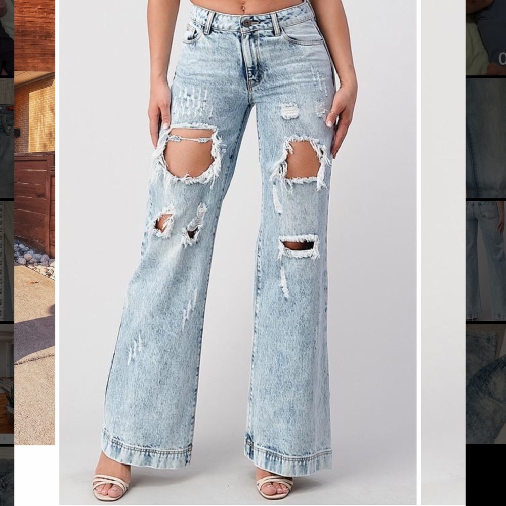 Ranch Dress’n Uniq By Litz Rocker Distressed Boyfriend Jeans High Rise 1/25 L 33